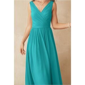 AW BRIDAL 10 L turquoise blue Gwyneth wedding bridesmaid maxi dress new B36